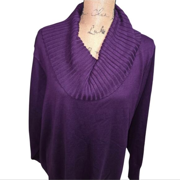 Cable & Gauge Purple Cowl Neck Women's Tunic Length Sweater Plus Size 3X New - Picture 2 of 6